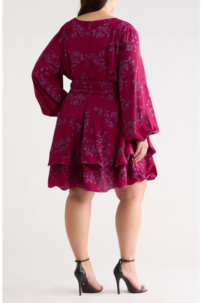 Zurum Floral Print Fringe Long Sleeve Dress, Alternate, color, MAGENTA-MULT