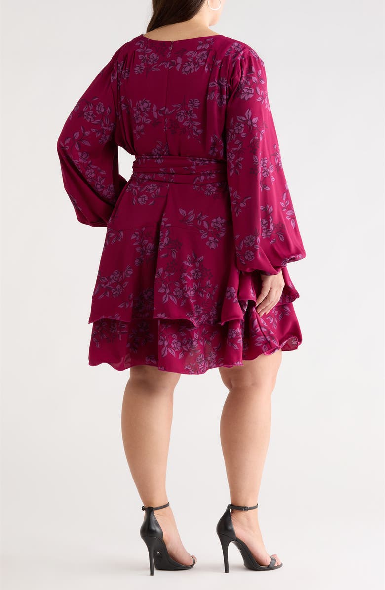 SUGARLIPS Zurum Floral Print Fringe Long Sleeve Dress, Alternate, color, Magenta-Mult