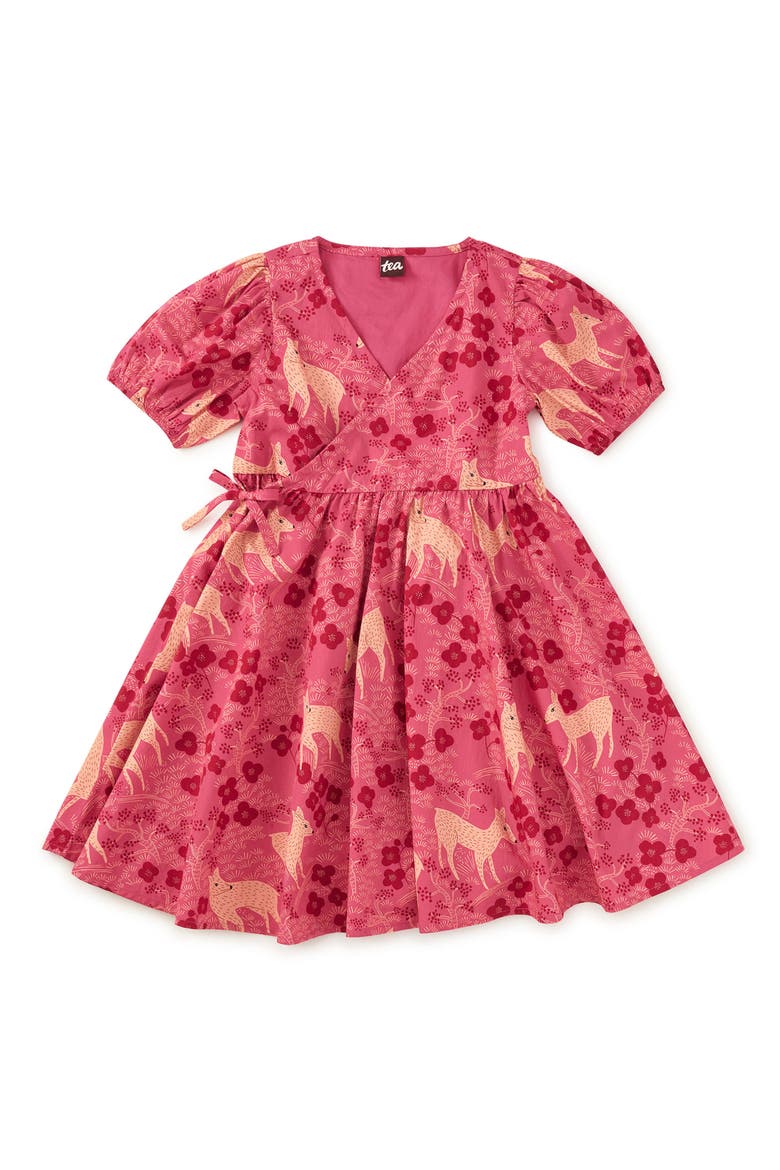 Tie Wrap Neck Dress, Main, color, Wandering Deer Floral