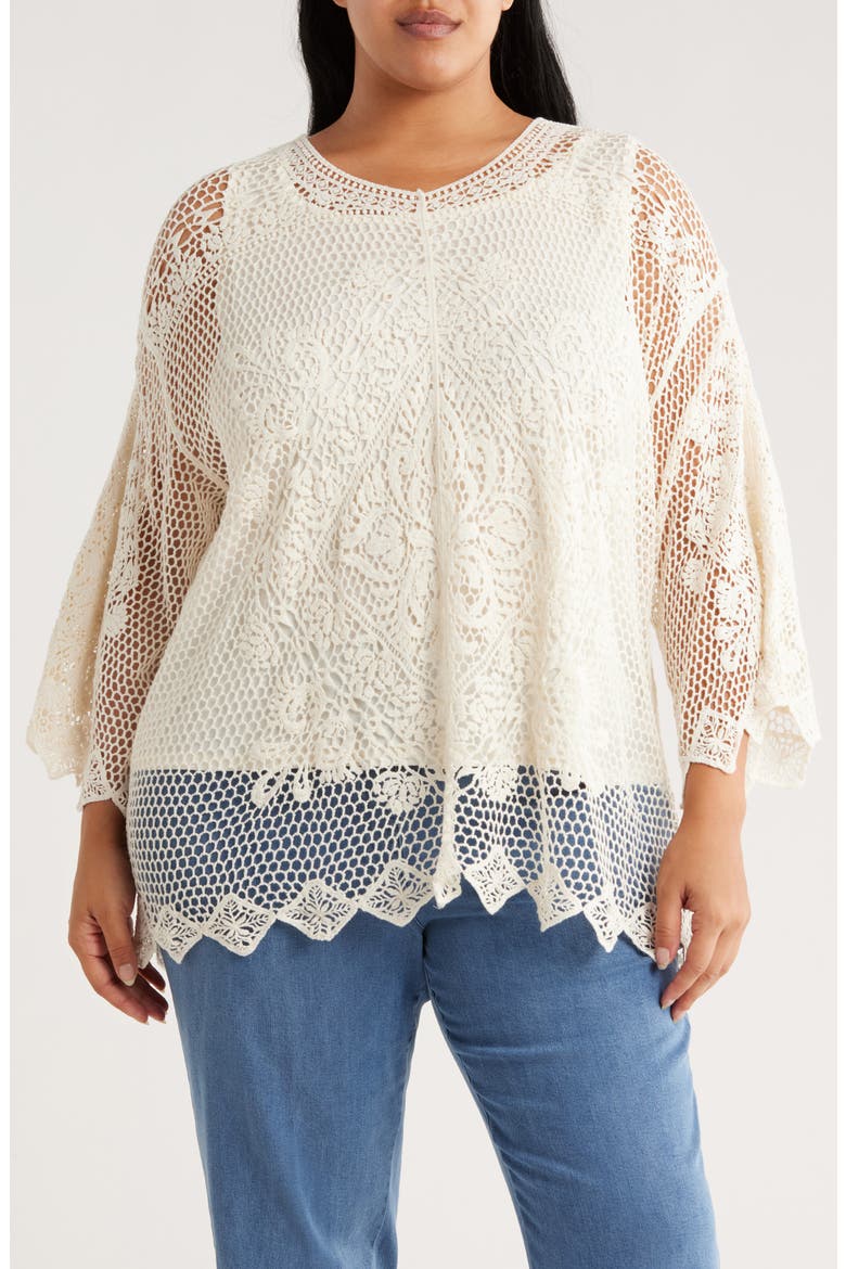 Novelty Cotton Open Stitch Sweater, Main, color, IVORY