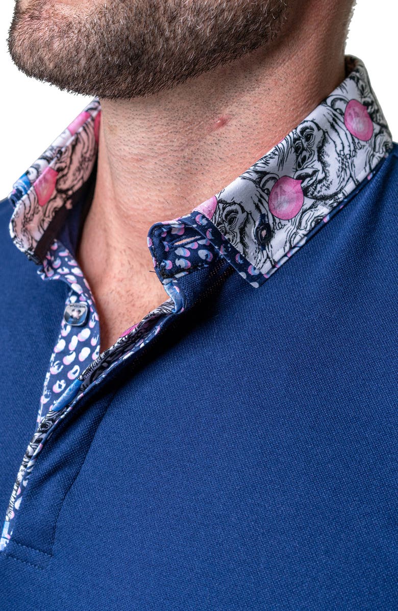 Maceoo Mozart Solid Monkey Blue Piqué Button-Down Polo, Alternate, color, Blue