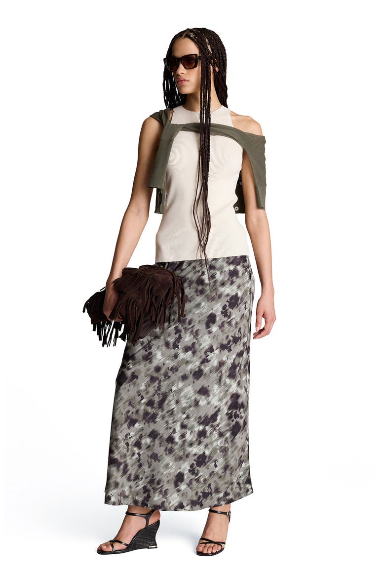 Bias Cut Printed Maxi Skirt, Alternate, color, TURTLE GREEN MULTI