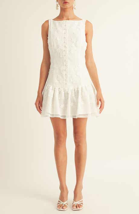 Arose Studio Capri Floral Appliqué Drop Waist Dress