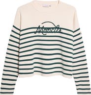 Moncler Embroidered Logo Stripe Virgin Wool Sweater
