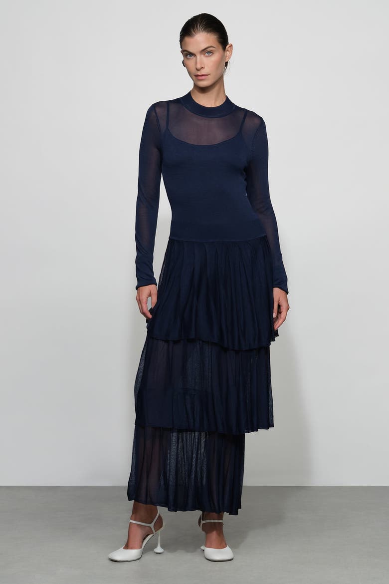 Anslie Knit Midi Dress, Alternate, color, Midnight
