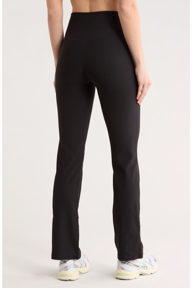 Perform Rib High Waist Bootcut Leggings, Alternate, color, BLACK