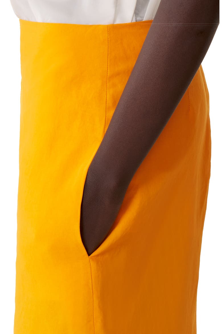 Asymmetrical Midi Skirt In Paper And Viscose, Alternate, color, Mandarin