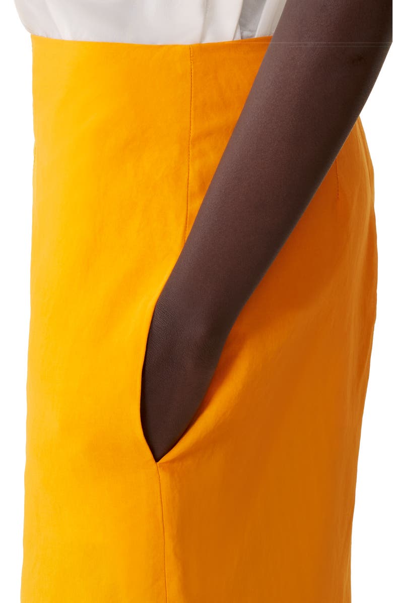 Lanvin Asymmetrical Midi Skirt In Paper And Viscose, Alternate, color, Mandarin
