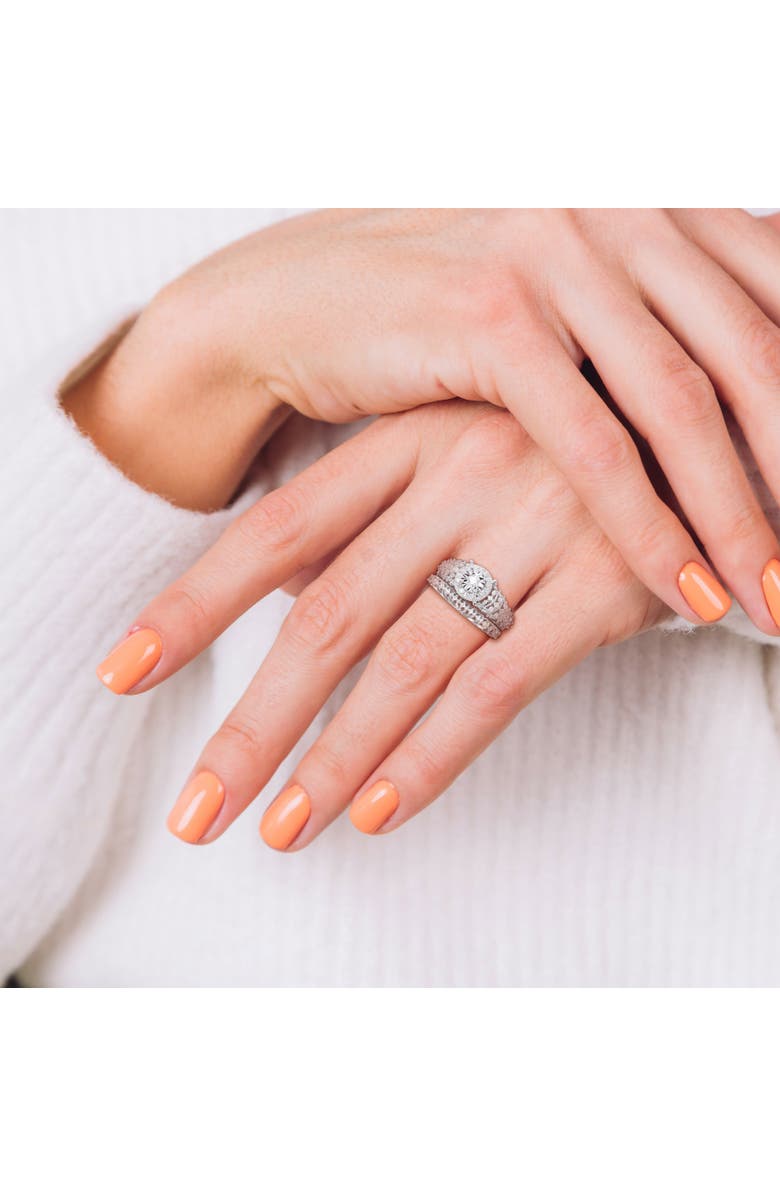 Julianna B. Diamond Halo 2-Piece Bridal Ring Set, Alternate, color, Sterling Silver