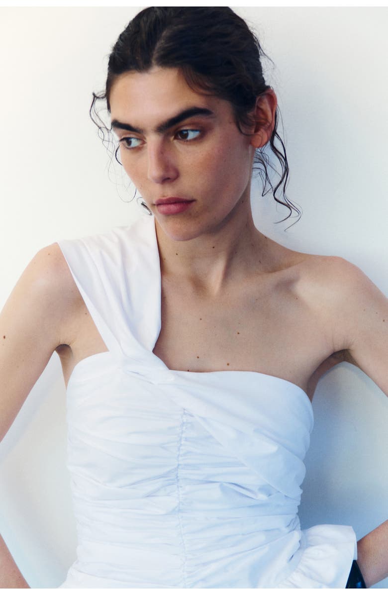 H&M Twist-detail One-shoulder Top, Alternate, color, White