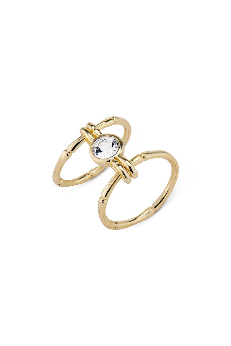 Double Stack White Topaz Ring - Size 7, Main, color, GOLD