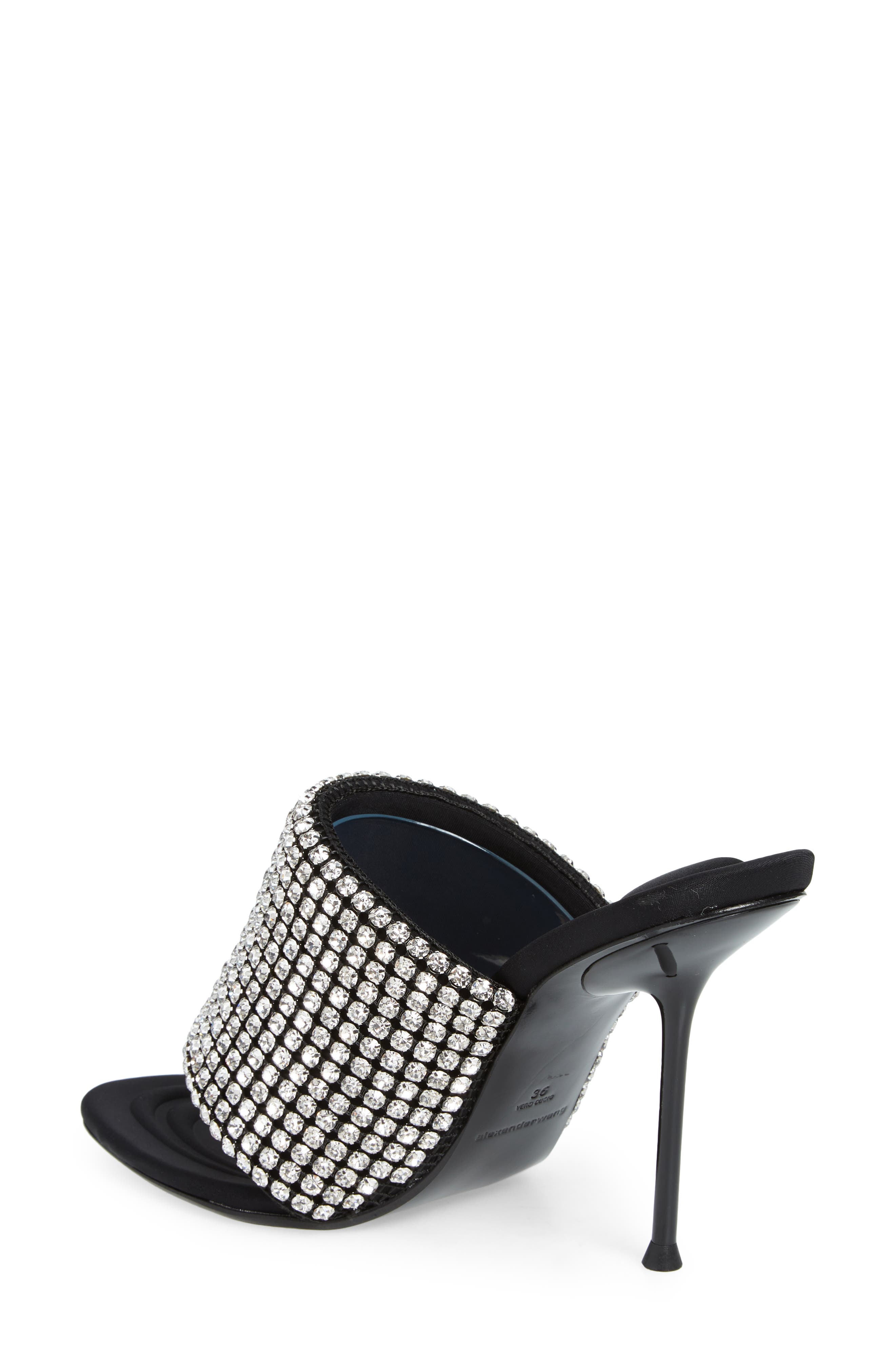 Sienna Crystal Embellished Slide Sandal, Alternate, color, BLACK