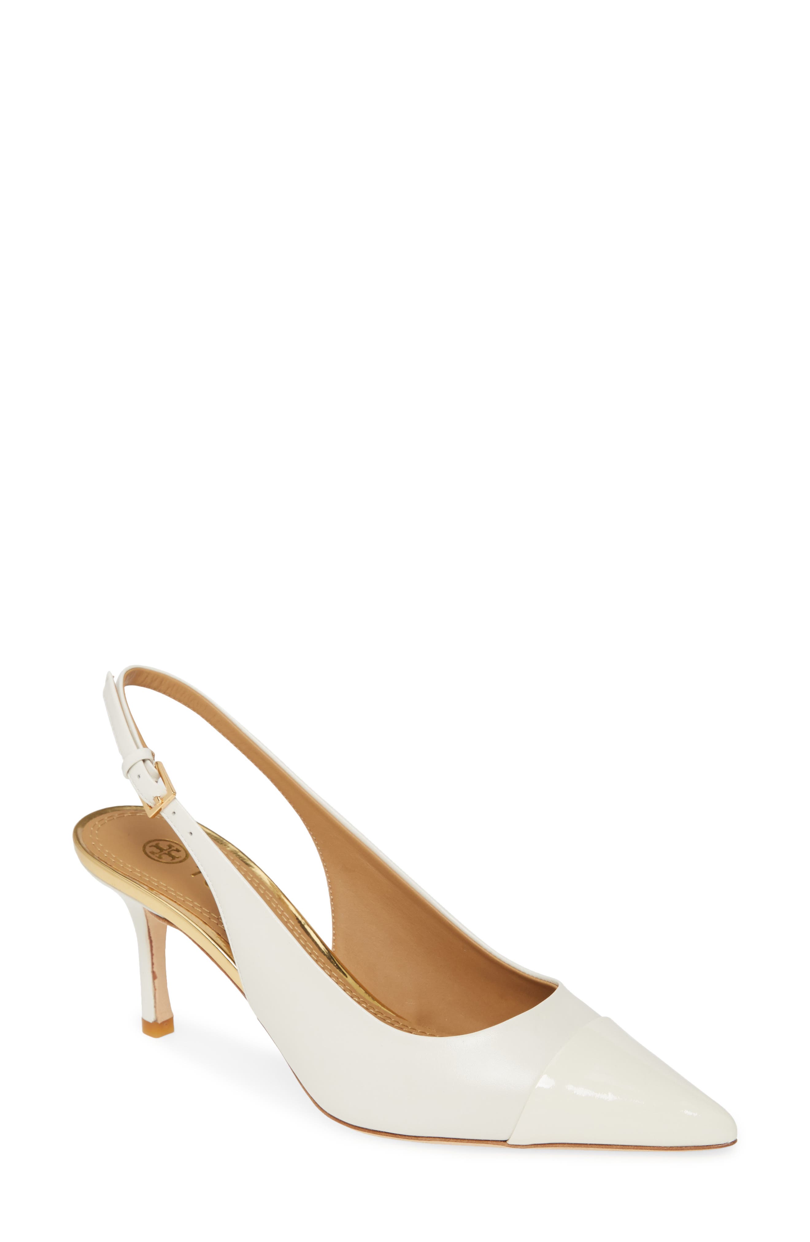 Penelope Cap Toe Slingback Pump, Main, color, NEW IVORY / NEW IVORY
