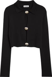 Jil Sander Virgin Wool Rib Polo Cardigan