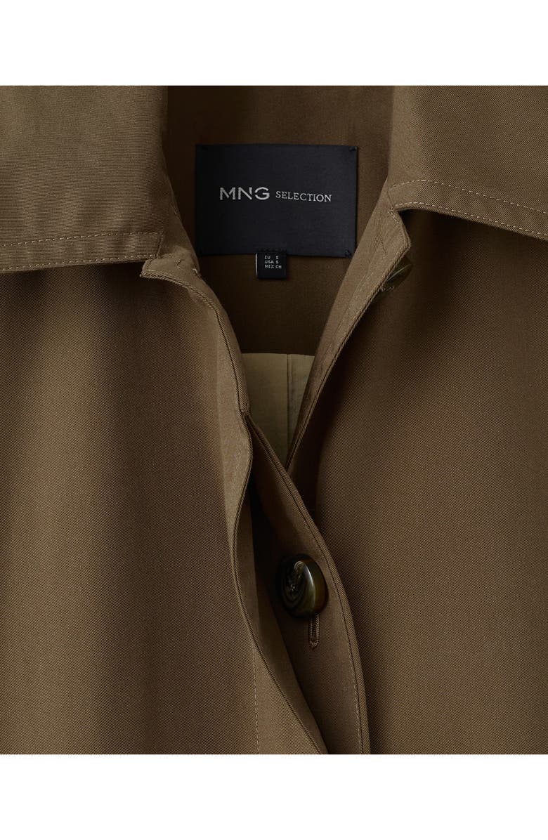 MANGO Selection Belted Cotton Blend Trench Coat, Alternate, color, Medium Brown