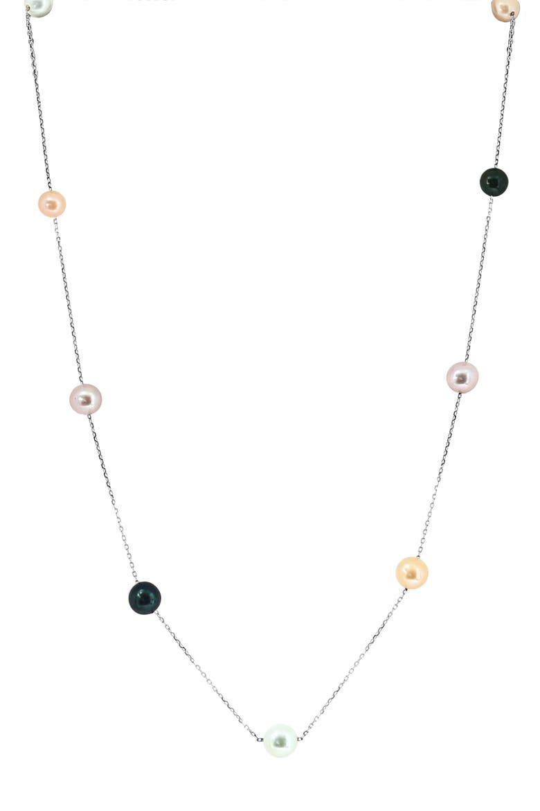 Sterling Silver Freshwater Pearl Station Necklace, Main, color, MULTI