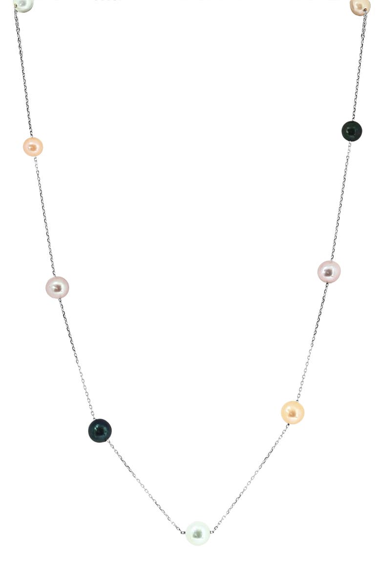 EFFY Sterling Silver Freshwater Pearl Station Necklace, Main, color, 