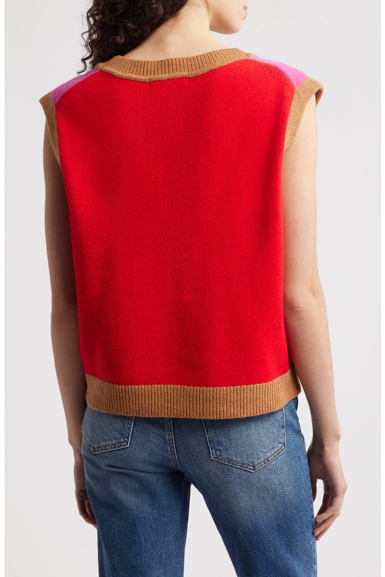 Olivia Colorblock Merino Wool Sweater Vest, Alternate, color, PARTY PINK