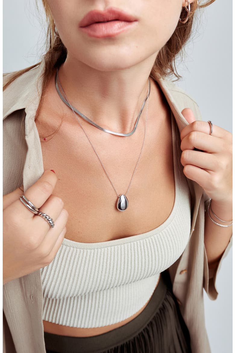 Pebble Pendant Necklace, Alternate, color, SILVER