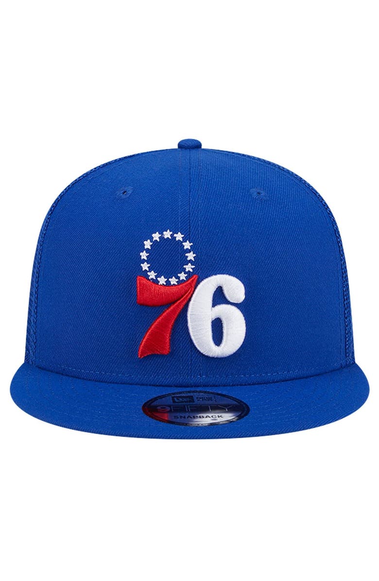 New Era Men's New Era Royal Philadelphia 76ers Meshback 9FIFTY Snapback Hat, Alternate, color, Royal