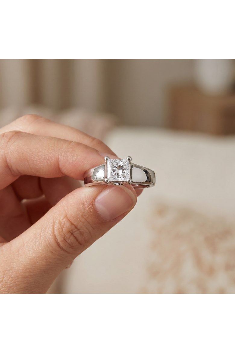 1ct Princess Cut Lab Grown Diamond Solitaire Engagement Ring 14k Gold, Alternate, color, 14k White Gold