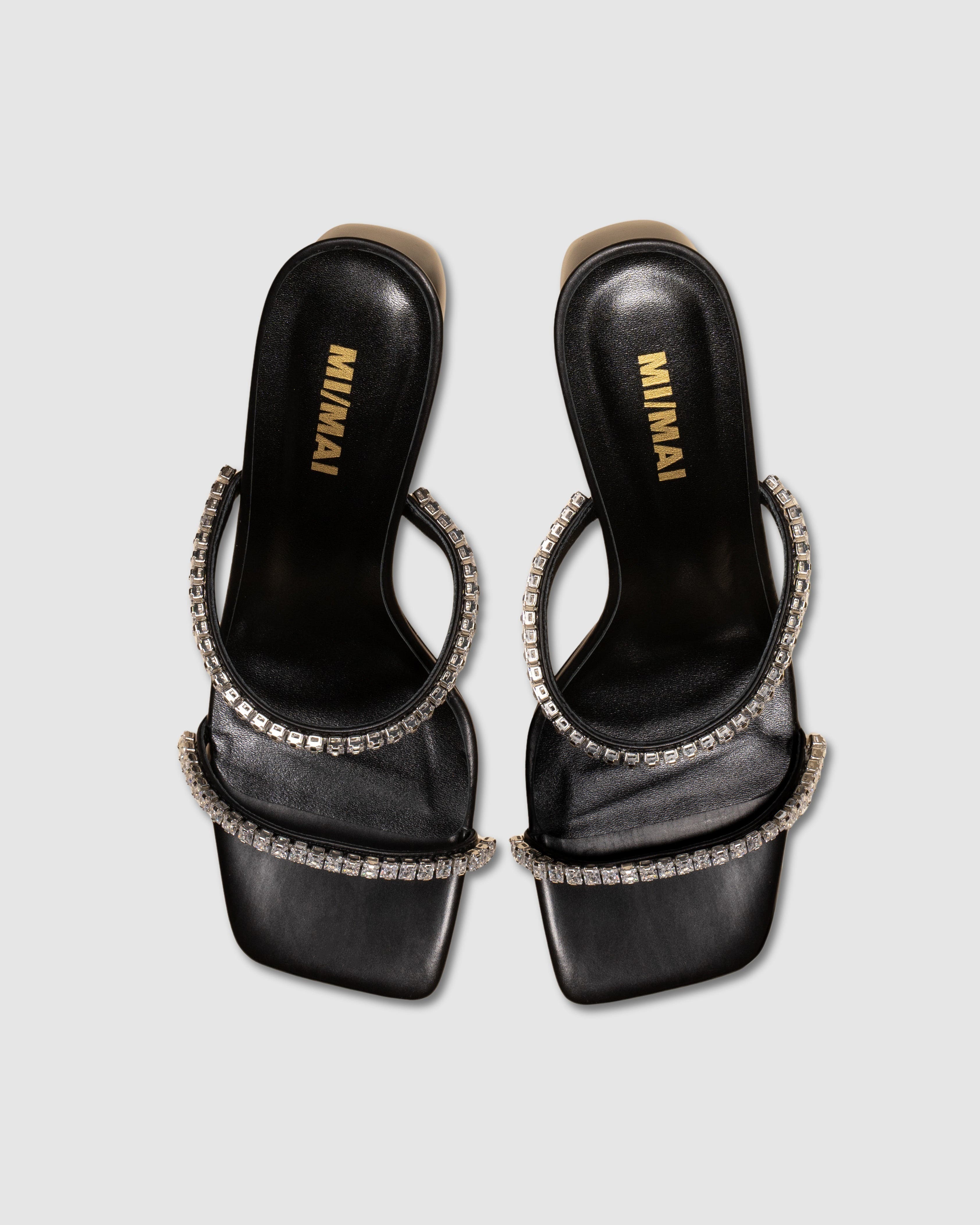 MI/MAI Tilda Crystal High Mule Sandal, Alternate, color, Black