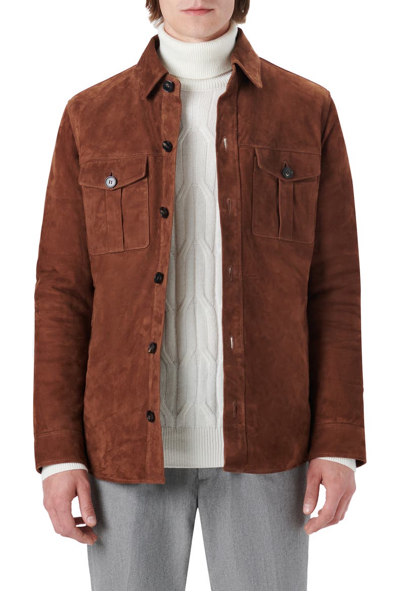 Suede Shirt Jacket, Main, color, TOBACCO