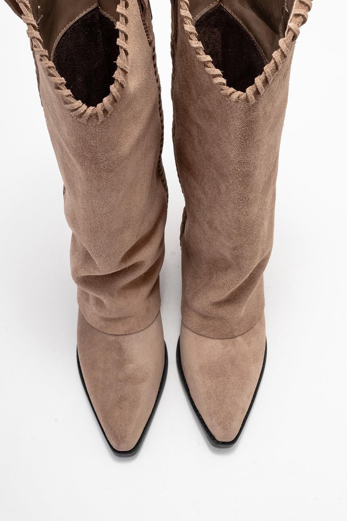 Forever & Always Shoes Clementina Leather Western Boot, Alternate, color, Cognac Suede Leather