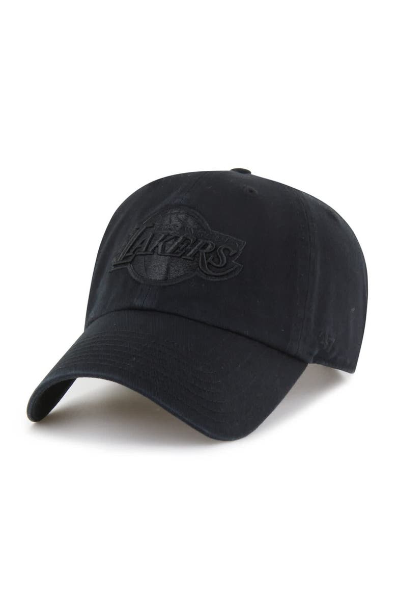 '47 Men's '47 Los Angeles Lakers Black on Black Clean Up Adjustable Hat, Main, color, Black