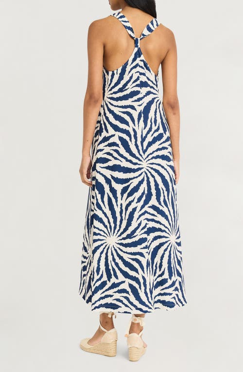 The Good Journey Abstract Print Racerback Dress In Blue