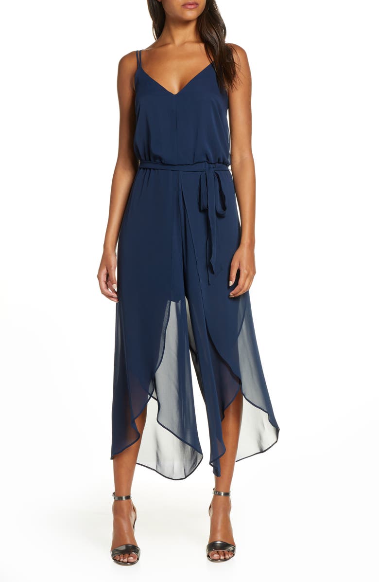 Vince Camuto Chiffon Crop Jumpsuit, Main, color, 