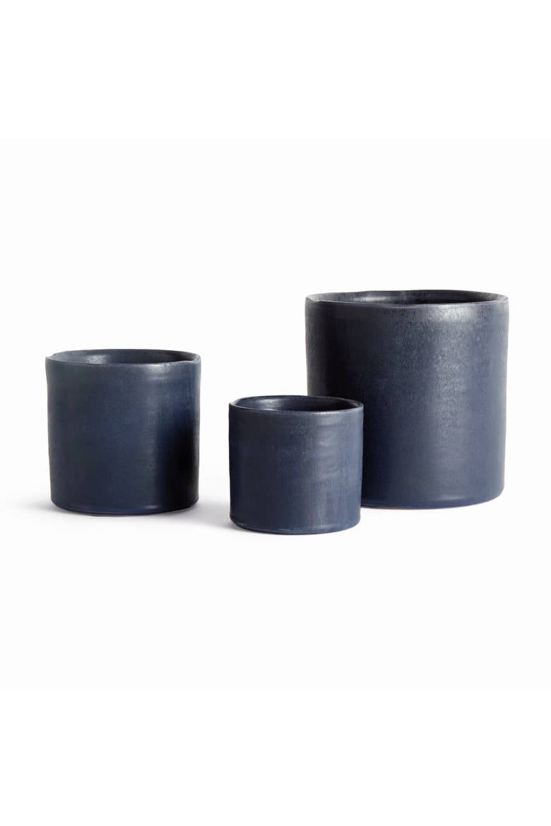 Navy Terracotta Planters Studio Cachepots, Set of 3, Main, color, Blue
