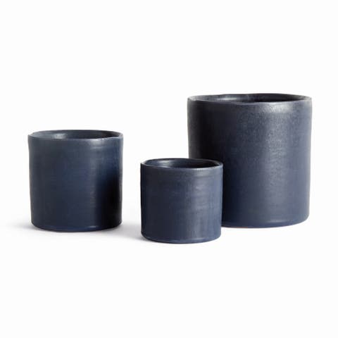 Navy Terracotta Planters Studio Cachepots, Set of 3