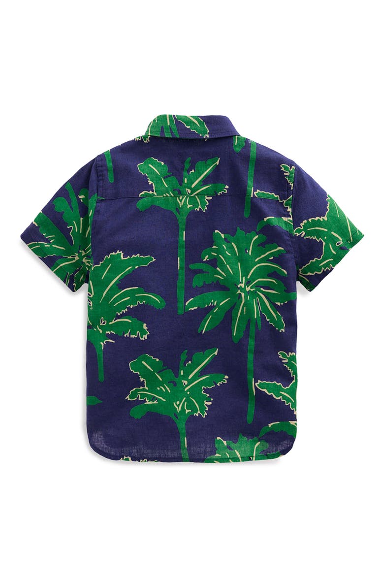 Kids' Palm Tree Graphic Cotton & Linen Blend Button-Up Shirt, Alternate, color, GREEN PALM TREES