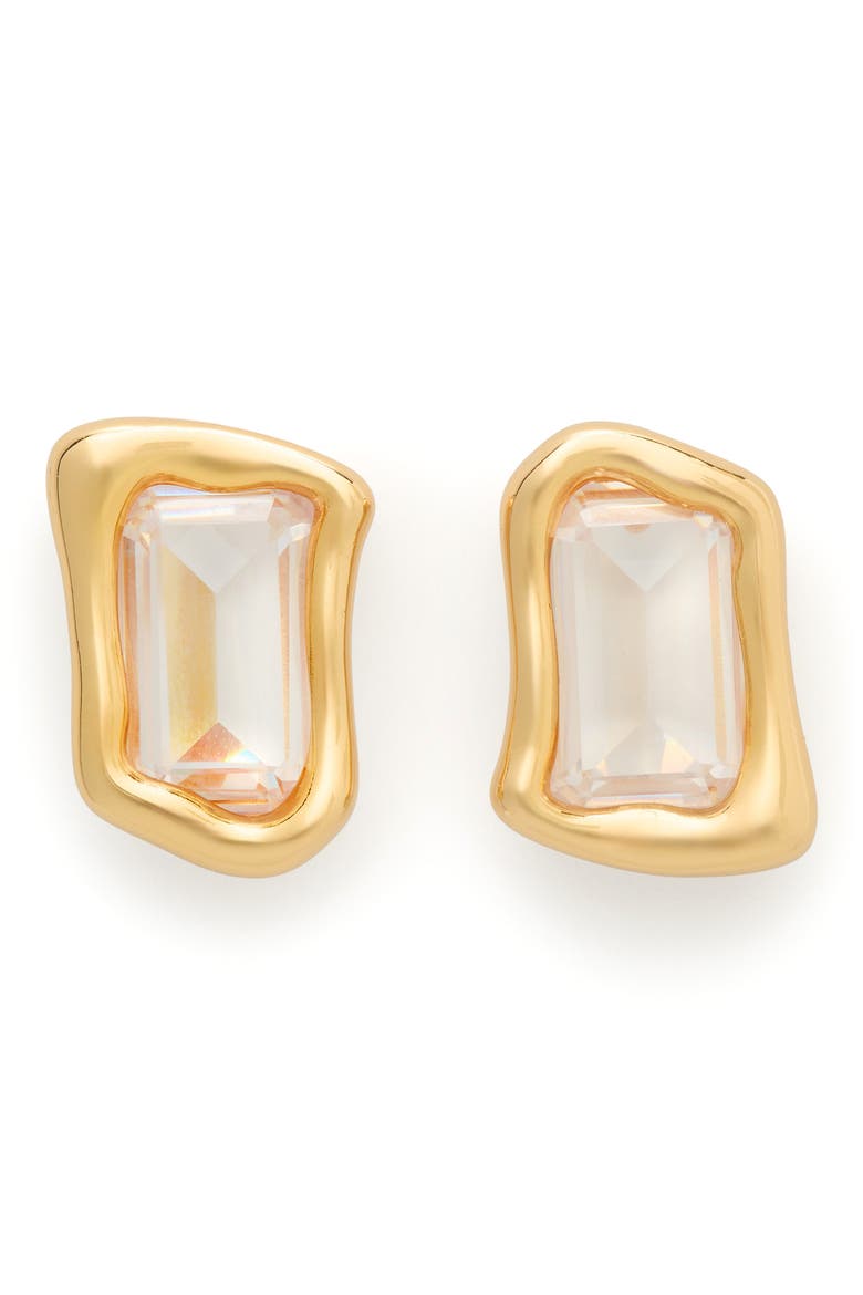 molten glass statement stud earrings, Main, color, CLEAR/ GOLD