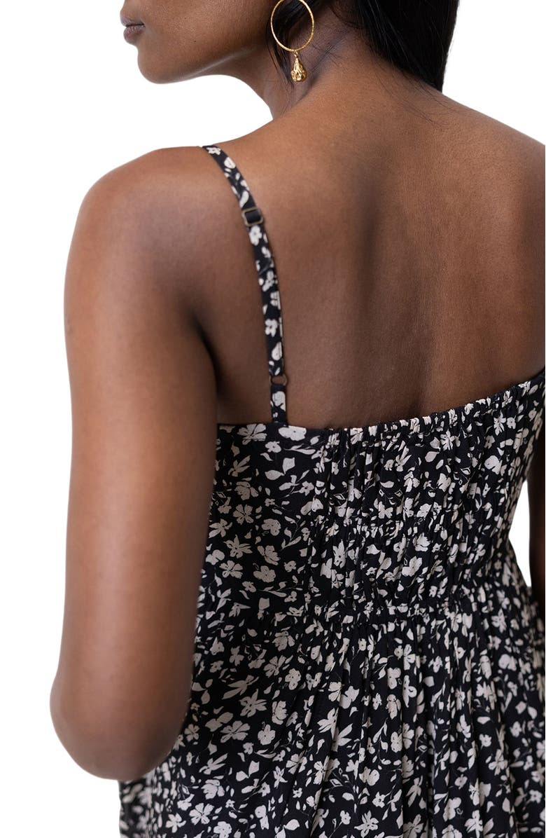 Reistor Ruched Strappy Mini Dress, Alternate, color, Black Florals