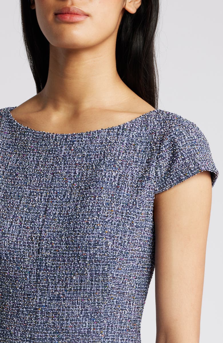 Eliza J Cap Sleeve Tweed Fit & Flare Dress, Alternate, color,