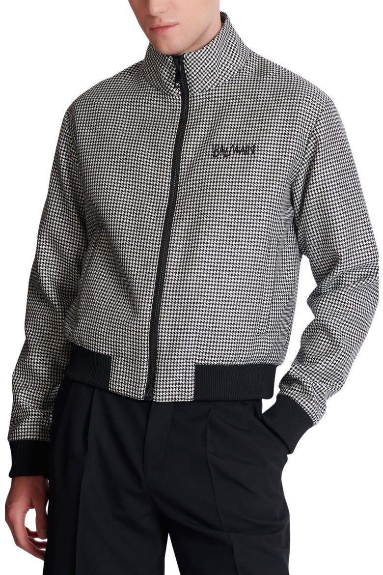 Houndstooth wool jacket, Alternate, color, black