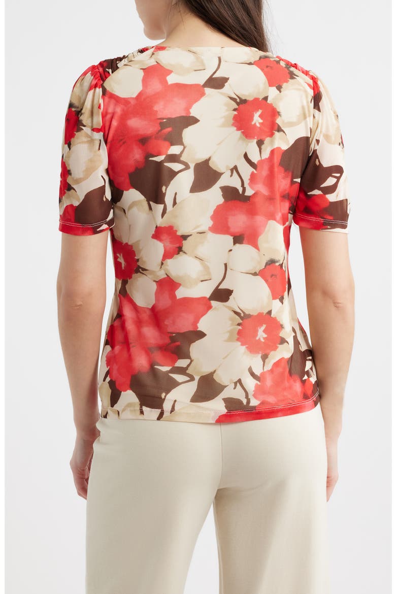 Floral Print Ruched Sleeve Top, Alternate, color, WHITE DOVE MULTI