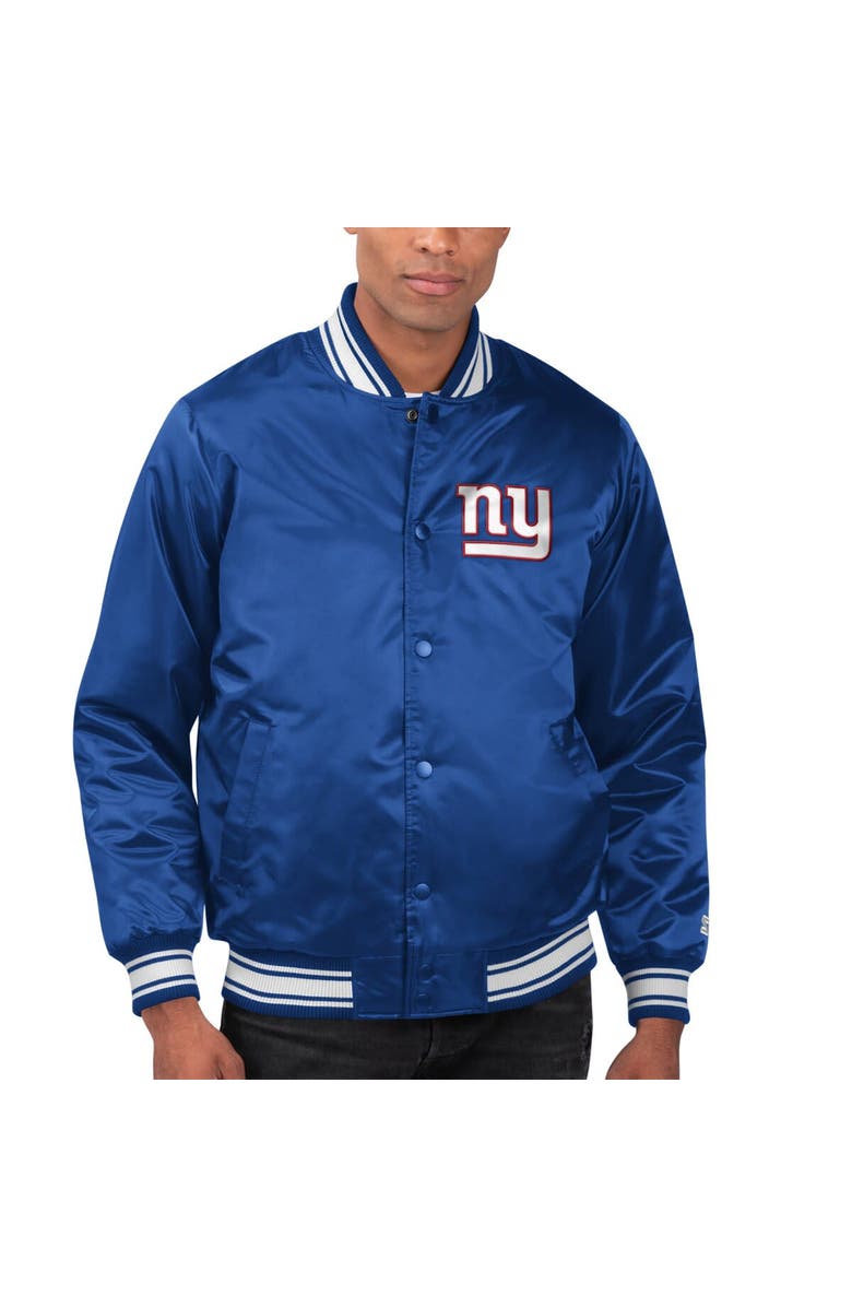STARTER Men's Starter Royal New York Giants Locker Room Satin Varsity Full-Snap Jacket, Main, color, 