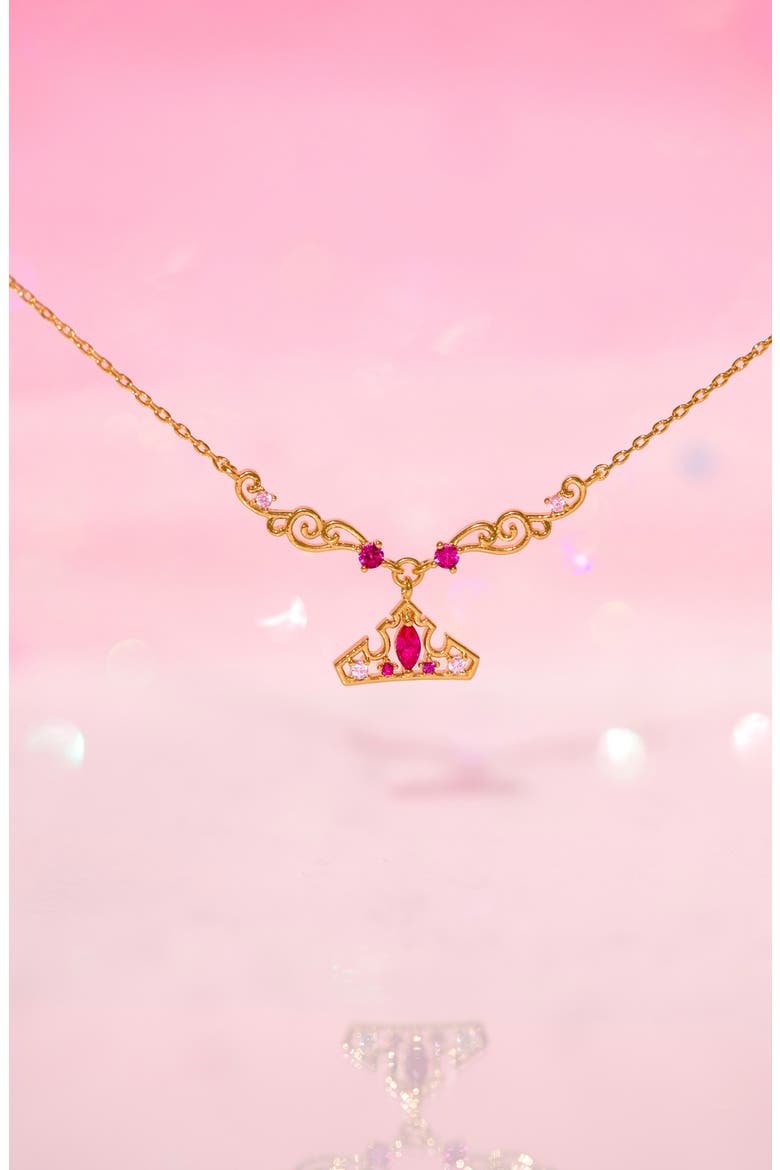 Disney Aurora Crown Pendant Necklace, Alternate, color, GOLD
