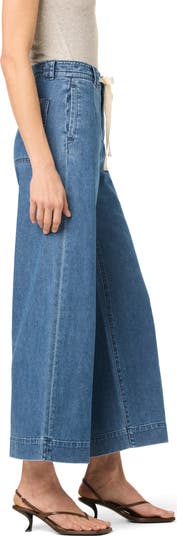 Tie Front Wide Leg Ankle Crop Trousers