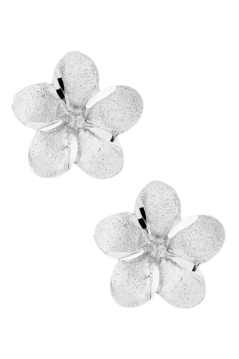 Sterling Silver Flower Stud Earrings, Main, color, SILVER