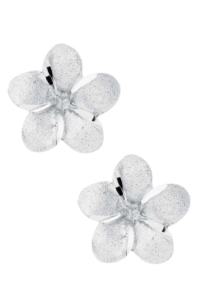 Mignonette Sterling Silver Flower Stud Earrings, Main, color, Silver