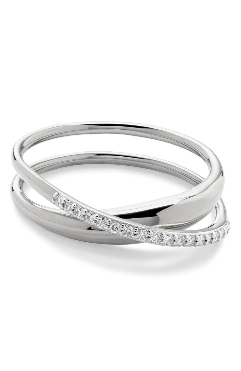 Monica Vinader Nura Wrap Ring, Main, color, Sterling Silver/ Lab Diamond
