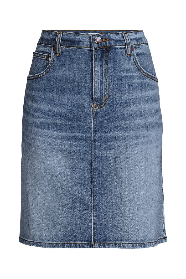 Soft Denim Classic 5 Pocket Above the Knee Skirt, Alternate, color, Medium Bay Blue Wash
