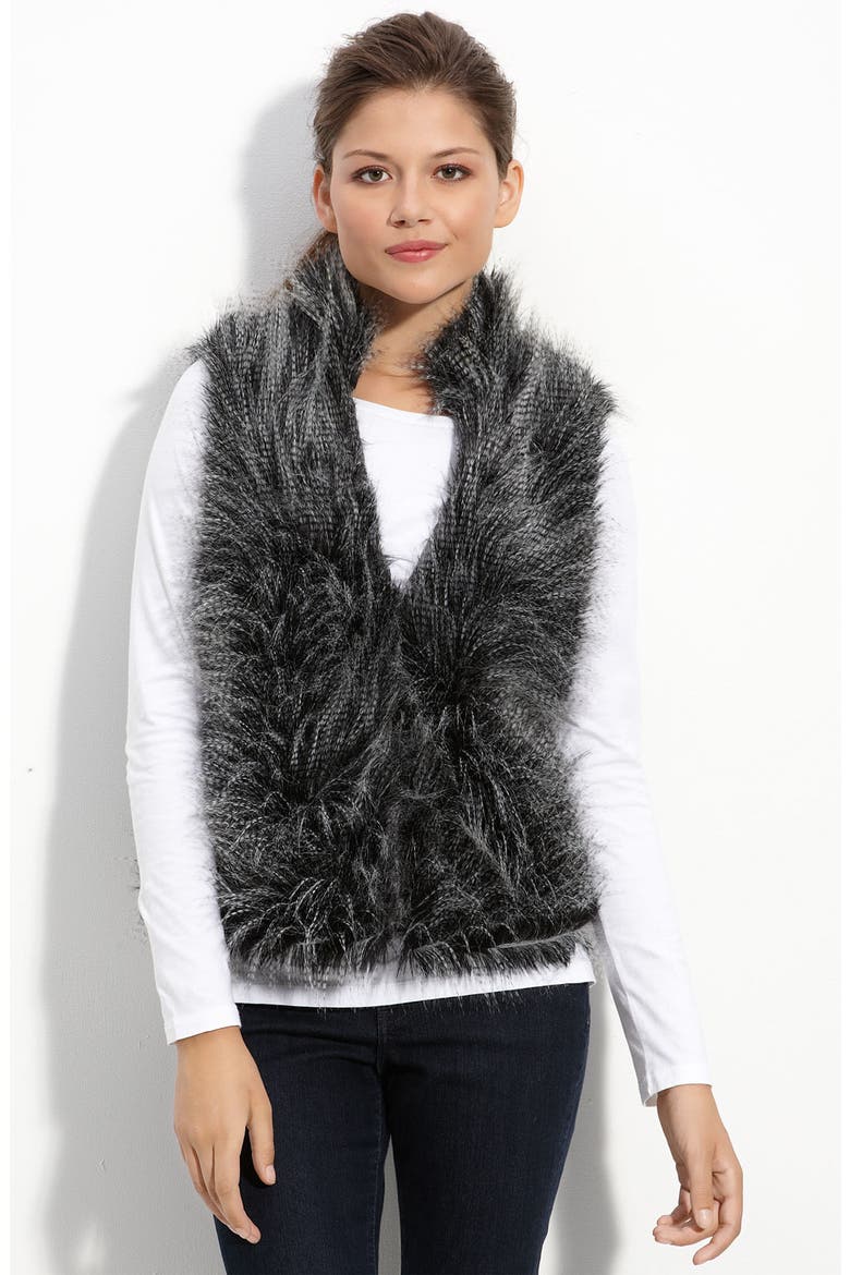 Faux Fur Short Vest, Main, color, GRAPHITE