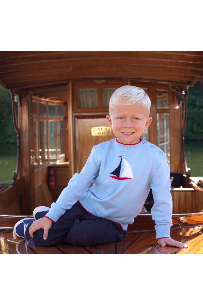 Sailboat Intarsia Sweater, Alternate, color, Blue