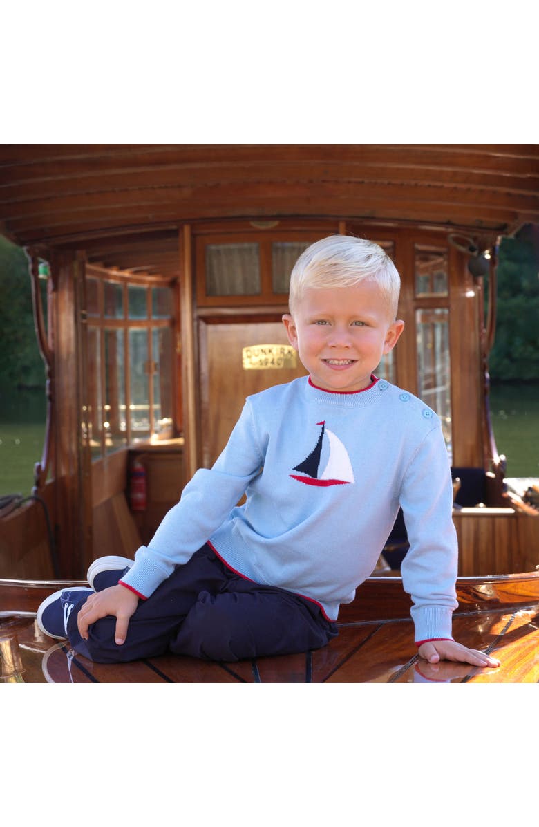 Rachel Riley Sailboat Intarsia Sweater, Alternate, color, Blue