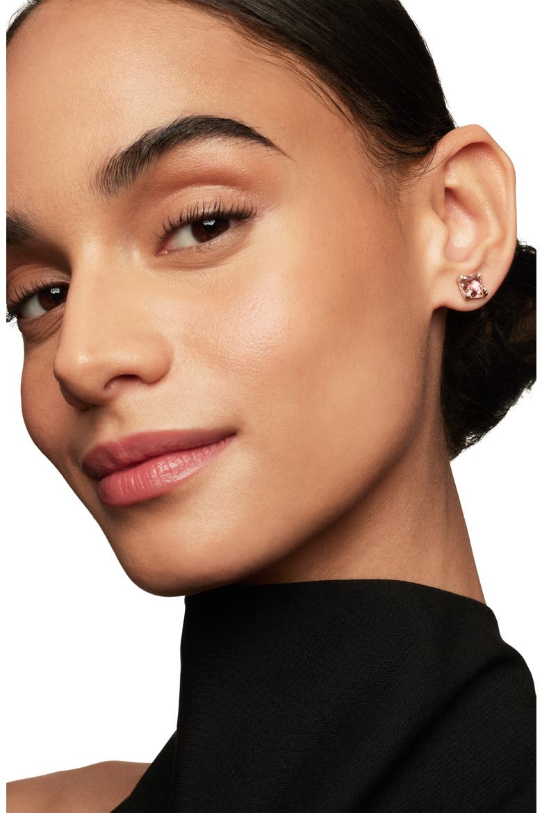 Châtelaine® Morganite 18k Rose Gold Stud Earrings with Diamonds, Alternate, color, ROSE GOLD/ DIAMOND/ MORGANITE